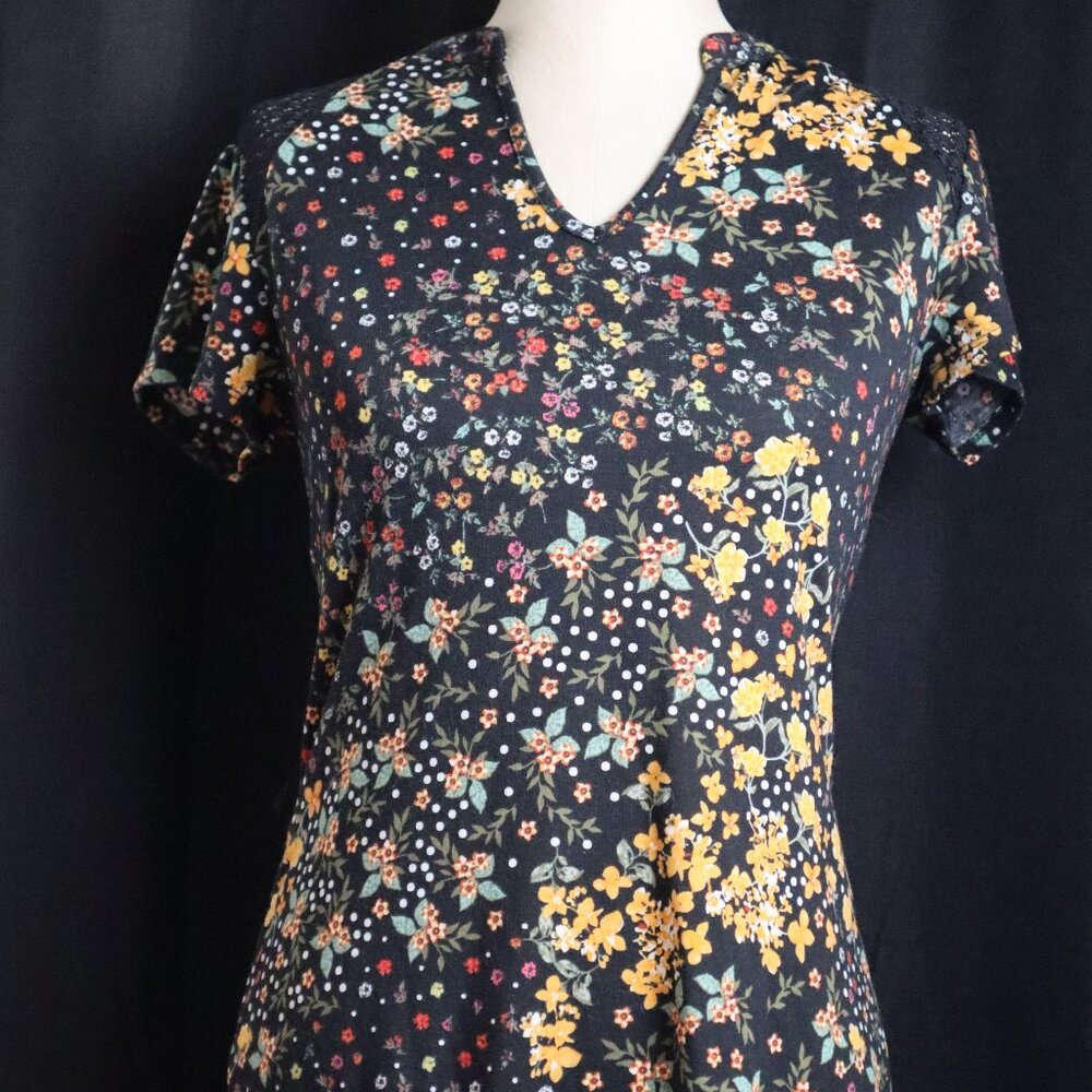 No Boundaries Juniors Medium 7-9 Black Floral Lace Fitted Pencil Dress Cottage